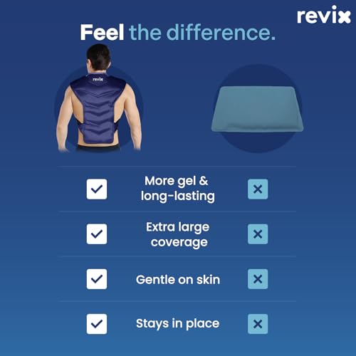 REVIX Large Ice Pack for Back & Shoulder, Reusable Gel Cold Wrap, Navy - color: Navy