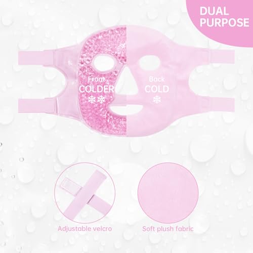 ZNÖCUETÖD Face Ice Mask Facial Ice Packs Gel Hot Cold Compress for Women - color: Pink