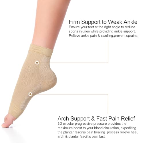 Geyoga 7 Pairs Ankle Compression Sleeves Ankle Brace Socks Plantar Fasciitis Relief Sock with Foot Arch Support for Women Men Relieves Foot Heel Pain (Size XXL) - size: Size XXL