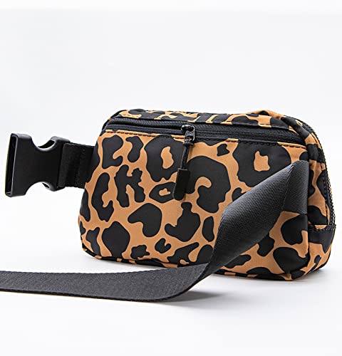 YOSHUYUKI Fanny Pack Cross Body Small Crossbody Bags for Women Men Trendy Nylon Waterproof Mini Purse Travel Running Belt Bag Lulu Dupes Bum Hip Chest Waist Pack Side Bag Must Have Leopard - color: Print Leopard