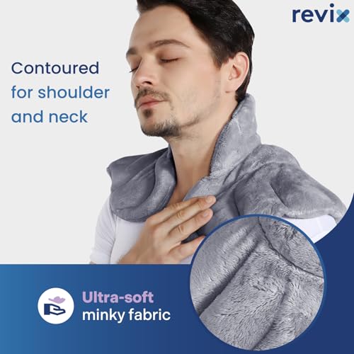 REVIX Microwavable Heating Pad for Neck Shoulders & Back, Moist Heat, Gray - color: Gray