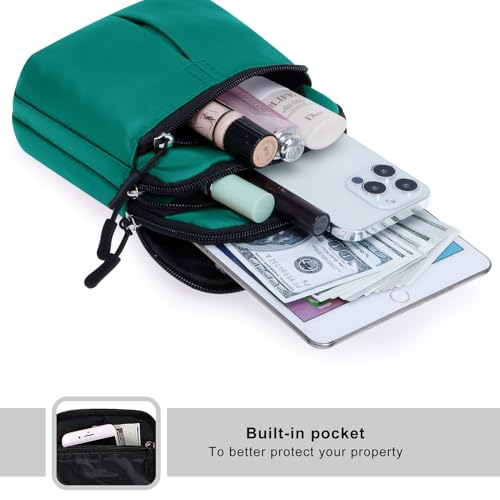KAMO Multifunction Phone Waist Bag - Diagonal Cross Body Smart Phone Case Outdoor Bag with Triple Zip for Women & Men - color: Green