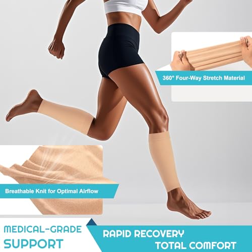Bropite 2 Pairs Calf Compression Sleeves Women&Men 20-30mmHg Medical Shin Splint for Leg Surpport Relief Pain Varicose Veins