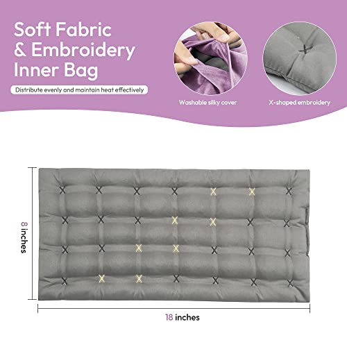 Microwavable Heating Pad with Washable Cover, 8 x 18 Microwave Heating Pad for Neck and Shoulders, Moist Heat Bean Bag Warm Compress for Knee, Joints, Wrist, Abdomen (Purple) - color: 8 X 18" Purple - 1 Pack
