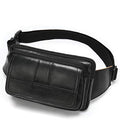NIUCUNZH Real Leather Fanny Pack for Men Women Sling Waist Packs for Travel - color: Black