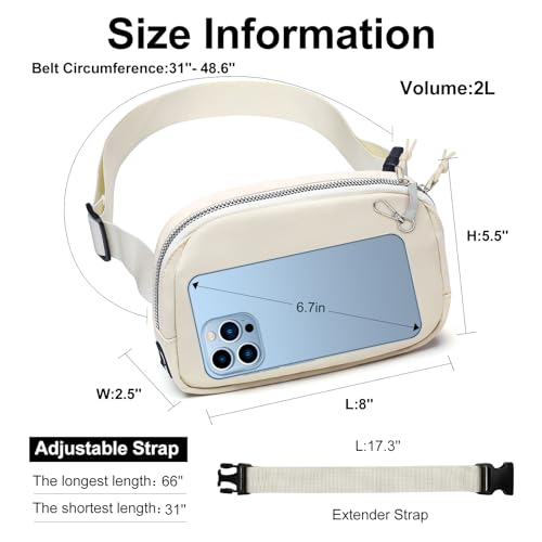 Mini Belt Bag for Women, RFID Small Fanny Pack, Womens Fashion Waist Packs with Extender Strap, Crossbody Bum Bags - color: J04-beige