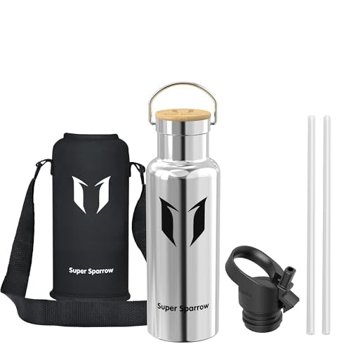 Super Sparrow Stainless Steel Water Bottle Kids - 500ml - Insulated Metal - color: Stainless steel, size: 16.9 Ounces