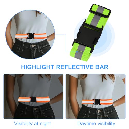 PATIKIL Adjustable Reflective Running Belt, Glow Pt Belt Sash for Cycling Walking - color: Green, size: 1.5 Inch