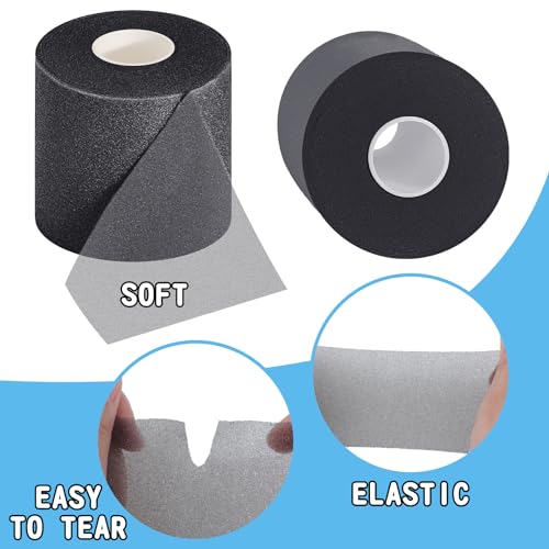 3 Rolls Pre Wrap Tape 2.75 Inch x 90 Yards Athletic Foam Underwrap Sports Pre Headbands for Hair Ankle Wrists Knees Sports(Black) - color: Black