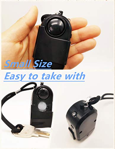 Portable Mini Motion Detector Alarm + 120DB Ear-Piercing Siren + SOS LED Light, Hotel Door Room Security Device for Female Women Kids Life Safety While Travelling Alone 2-Pack