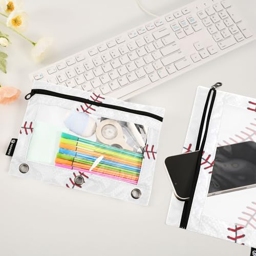 Baseball Pencil Pouches for 3 Ring Binder 2 Pack - color: Baseball