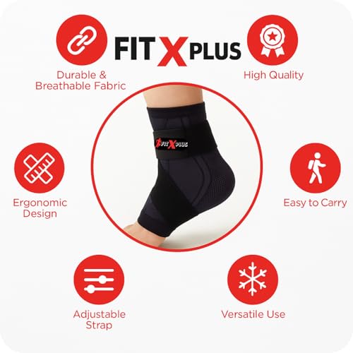 FIT-X-PLUS Small Ankle Brace for Men & Women (Pair) – Compression Ankle Support Sleeve for Sports, Running, Gym, Walking, Workout, Basketball & Daily Activities, Black - size: Small
