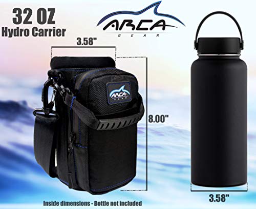 Arca Gear Hydro Carrier 32 oz Small - Insulated Water Bottle Sling w/Carry Handle, Shoulder Strap, Wallet and Two Pouches - The Perfect Flask Accessory - color: Lagoon Blue