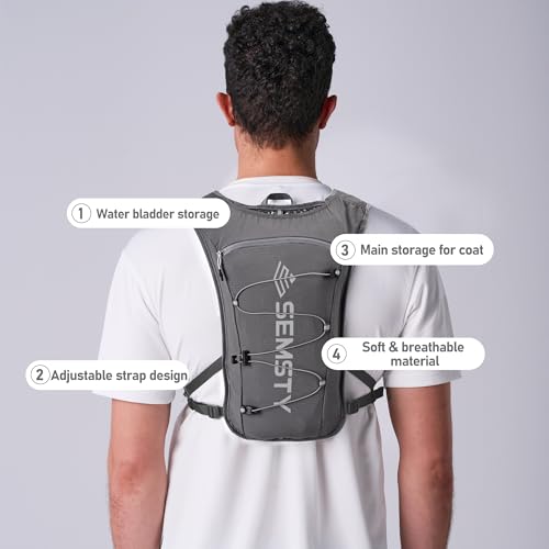 Running Vest for Women Men,5L Hydration Vest with 2*500ml Soft Flask - color: Grey
