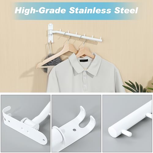 Alise Wall Mounted Drying Rack with Hook,Swivel Clothes Hanger,White,2 Pcs - color: White, size: 5005J (2 Pack)