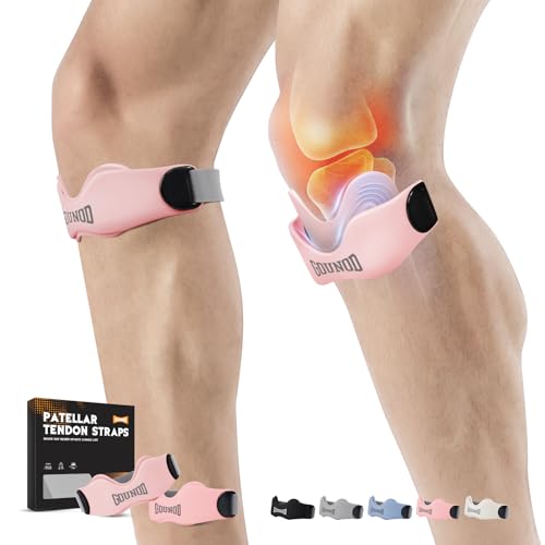 GOUNOD Patellar Tendon Support Strap 2 Pack,Silicone Knee Strap for Knee Pain Relief,Patella Band for Basketball, Jumpers Knee, Tendonitis, Running, Hiking, Soccer, Osgood Schlatter (Pink) - color: Pink