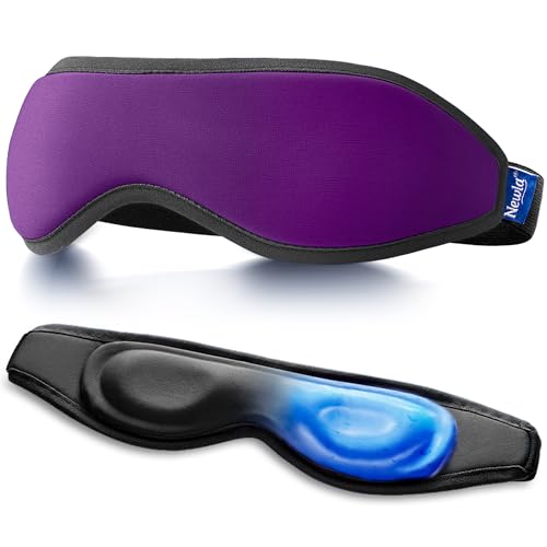 Cooling Gel Eye Mask for Puffy Eyes, Contoured Cold Compress for Eyes - color: Purple