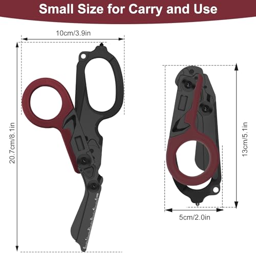 6-in-1 Heavy-Duty Emergency trauma shears (Red black) - color: Red Black