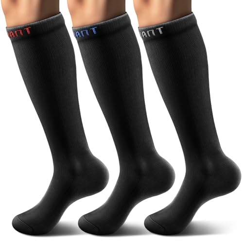 BULLIANT Men's Cushioned Compression Knee High Sports Recovery Socks 3Pack - color: 3pairs-black6510, size: Small-Medium