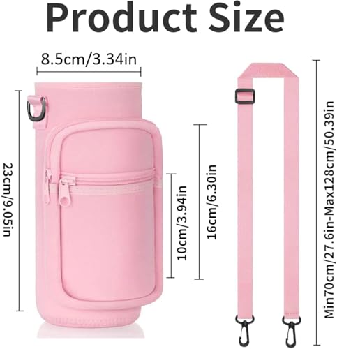 40oz Insulated Water Bottle Sling with Phone Pocket, Crossbody Carrier - color: Pink, size: 40oz