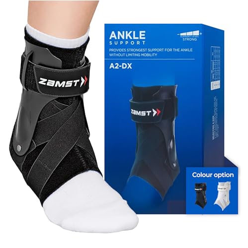 Zamst A2-DX Black Ankle Brace for Sports - Breathable Sports Ankle Support for Men and Women with Guard Stabilizers for High-Grade Ankle Sprain - Left, Small - size: Small, style: Black - Left