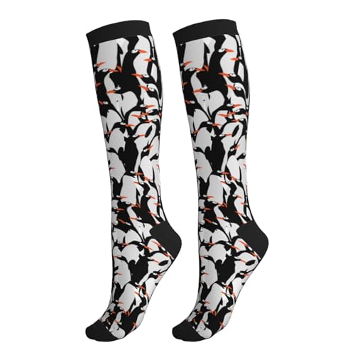 Avocado Compression Socks Women Men Knee High Stock for Running Work Support Nurses Travel - color: Penguin