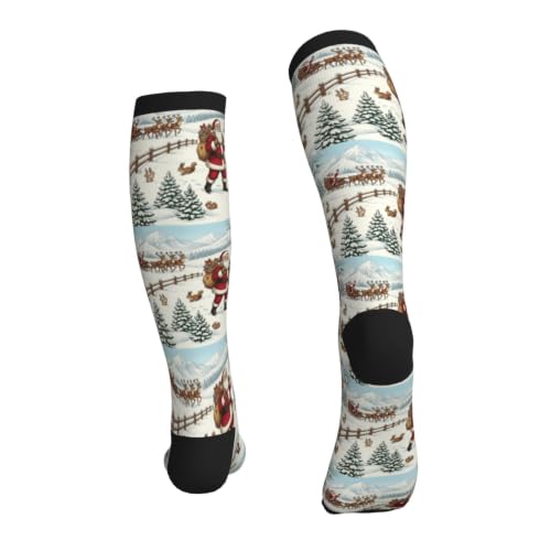Compression Socks Circulation 15-20 Mmhg Knee High - color: Christmas Santa