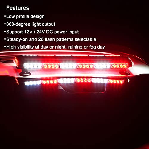 WOWTOU Roof Safety Flashing 56 LED Red White Emergency Light Bar for Volunteer Firefighter First Responder Vehicles Trucks POV, Strong Magnetic Strobe Beacon Lights - color: Red / White