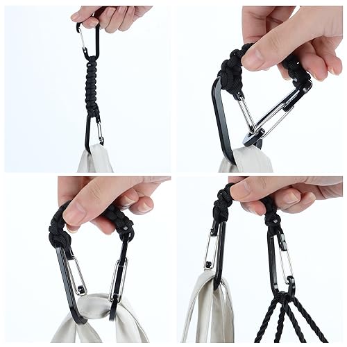 BRAVESHINE Paracord Keychain Carabiner Clip | D Ring Hanger Lanyard Hook - color: 1 Pink 1 Purple