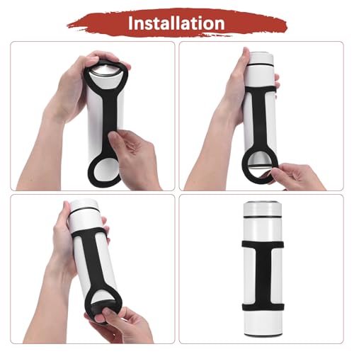 Water Bottle Handle Carrier Strap [2PCS] - Makes Any Cup Handheld Use for Running & Bike & Hiking & Gym - color: Black