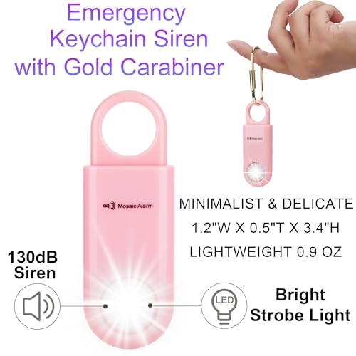 130db Personal Safety Alarm with Ultra Bright Strobe Light. Pink - color: Pink, style: Button cell