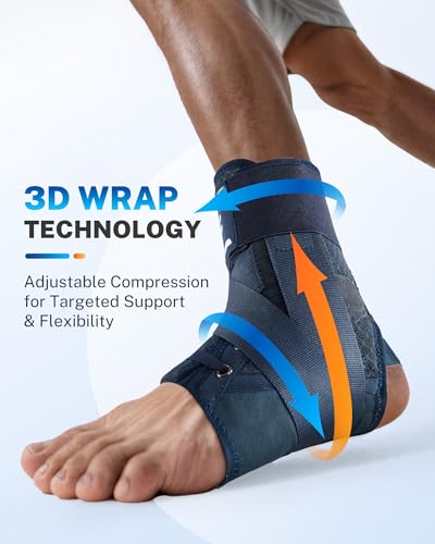 Ankle Brace for Men Women with Removable Side Splints Figure 8 Strap - color: Blue, size: S