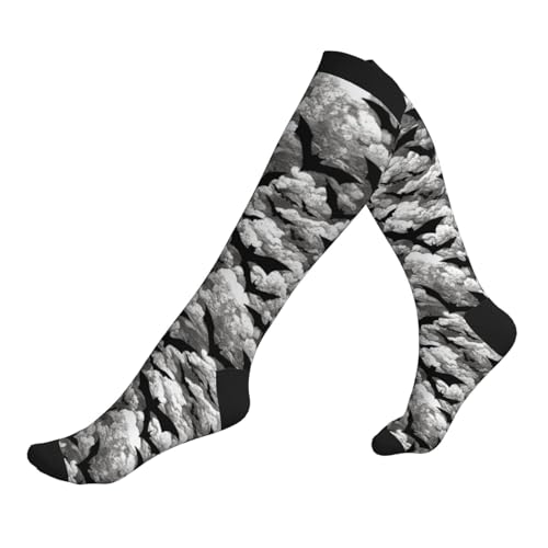 Compression Socks Knee High Circulation Support Socks For Women Men Athletic Running Work Hiking Cycling Travel - color: Bat