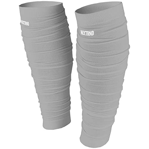 Nxtrnd Football Leg Sleeves, Calf Sleeves for Men & Boys, Sold as a Pair - color: Light Grey, size: One Size