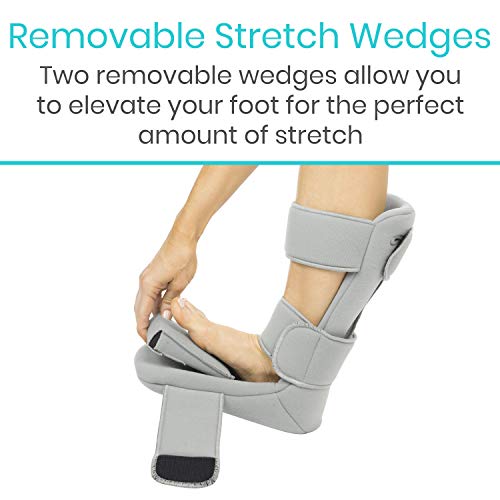 Vive Plantar Fasciitis Night Splint Plus Trigger Point Stretch Wedges - color: Gray, size: Medium