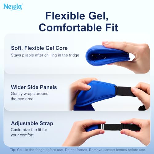 Cooling Gel Eye Mask for Puffy Eyes, 3D Contoured Fit Cold Compress - color: Blue
