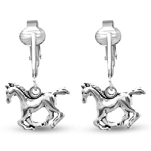 Aloha Earrings Bright & Fun Clip Earrings, Lightweight Stars, Owls, Eiffel Tower, Horse, Cowgirl, Hearts, Elephant, Kitty, Daisy Dangling Charm Designs for Clip Ears - color: Cowgirl Boots/Horse Set of 2