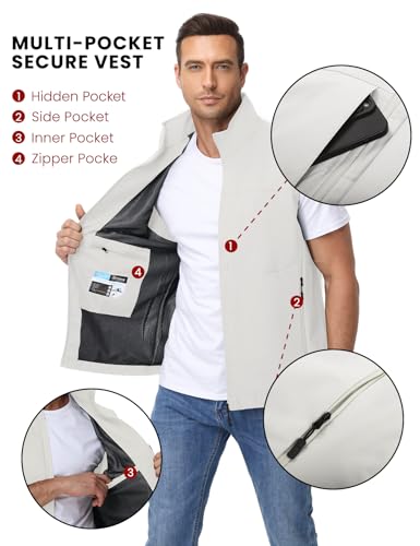 Eisctnd Mens Lightweight Quick Dry Vest Sleeveless Outerwear Utility Jacket - color: Beige, size: Small