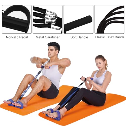 Pedal Resistance Band, 4-Tube Elastic Pull Rope, Sit-up Equipment, Yoga Strap Bodybuilding Expander, Exercise Bands, Fitness Equipment for Abdomen, Waist, Arm, Leg Stretching Slimming Training - color: Black