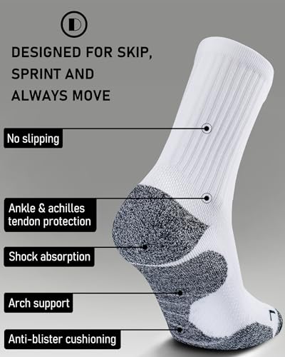 Elite Cushioned Compression Mid-crew Socks 4-Pack for Youth Women Men - color: White (4 Pairs), size: Medium