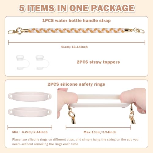 HEYSKAY Water Bottle Handle Strap for Stanley 20-40oz Tumbler Handle Strap - color: Cream