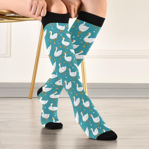 Wusikd Heartbeat Symbol Compression Socks for Women and Men Circulation Black Long Socks for Athletic Running 1 - color: Goose