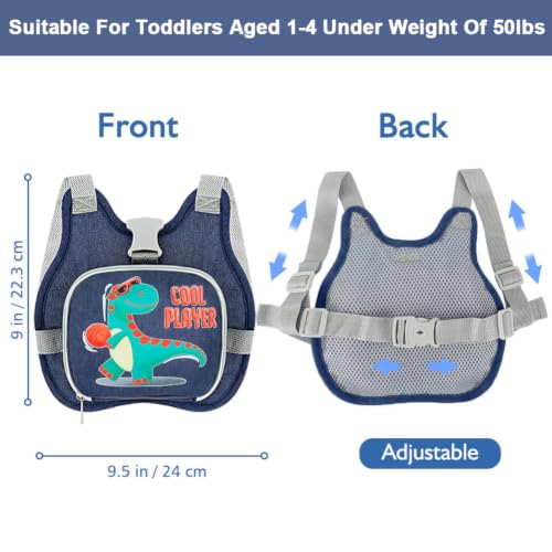 Accmor Toddler Leash, Cute Dinosaur Baby Harness Leash Anti Lost Wrist Link - color: Navy Blue/Dinosaurs & Basketball