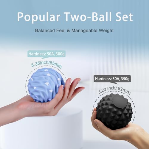 Silicone Massage Ball Set, 2 Pack Textured Fascia Balls, Mesh Bag - style: Deep-Tissue Spiky & Wave-Texture Set