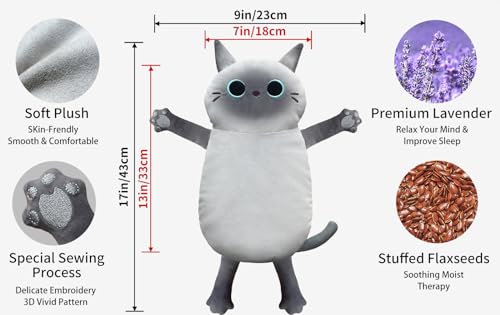 Microwave Heating Pad for Cramps Pain Relief, 17 * 9'' Moist Microwavable Stuffed Animal Period Menstrual Heating Pads for Cramps, Back, Neck Shoulder and Knee- Siamese Cat - size: Medium Siamese Cat