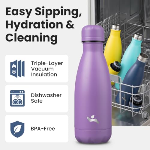 Konokyo 12 oz Insulated Stainless Steel Water Bottle, Lavender - color: Lavender, size: 12 Ounces