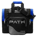 Pyramid Path Pro Deluxe Single Bowling Ball Tote - Holds One Ball, One Pair Shoes Up to Mens 15 - color: Silver/Royal Blue