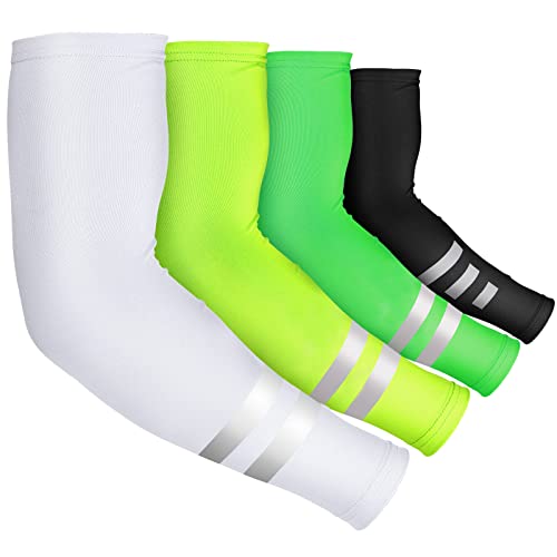 Geyoga 4 Pairs Arm Sleeves for Men Women - color: Black, White, Green, Yellow
