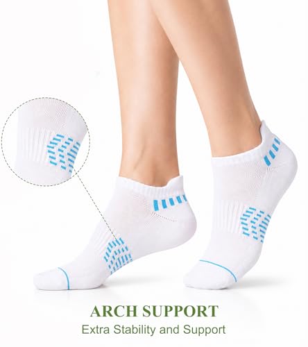 floconssy Ankle Socks for Women, Bamboo Viscose Cushioned Running Socks - color: 5 Pairs White, size: 9-11