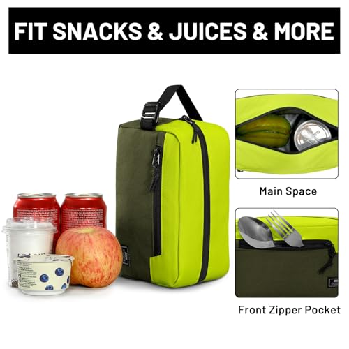 MIER Small Freezable Snack Bags Frozen Mini Cooler with 2 Gel Packs, Olive - color: Green/Olive